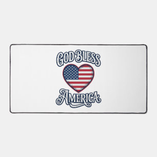 God Bless America Patriotic Heart Shirt Design_1 Desk Mat
