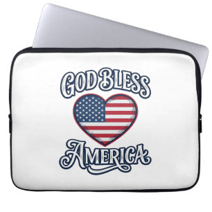 God Bless America Patriotic Heart Shirt Design_1 Laptop Sleeve