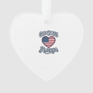 God Bless America Patriotic Heart Shirt Design_1 Ornament