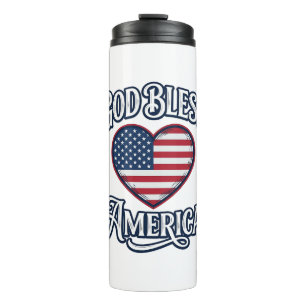God Bless America Patriotic Heart Shirt Design_1 Thermal Tumbler