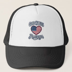 God Bless America Patriotic Heart Shirt Design_1 Trucker Hat