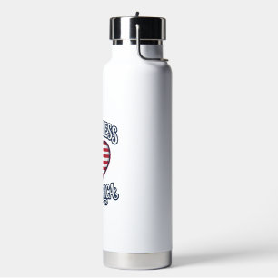 God Bless America Patriotic Heart Shirt Design_1 Water Bottle