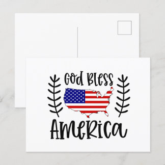 God Bless America patriotic  Holiday Postcard