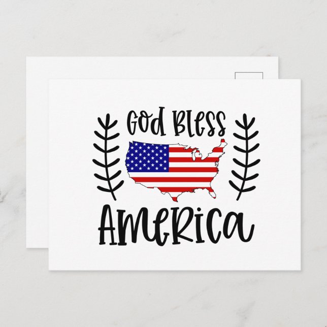 God Bless America patriotic  Holiday Postcard (Front/Back)