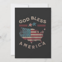 God Bless America Patriotic Invitation - Vintage