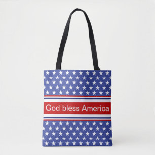 God Bless America Patriotic Pattern Tote Bag