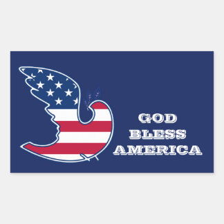 God Bless America. Patriotic Peace Dove Rectangular Sticker