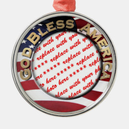 God Bless America Patriotic Photo Frame Metal Tree Decoration
