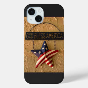God Bless America Patriotic Star Metal Sign - 4th  iPhone 15 Case