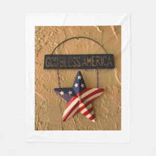 God Bless America Patriotic Star Metal Sign - 4th Fleece Blanket