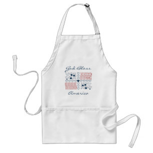 God Bless America Patriotic Stars Stripes Hearts Standard Apron