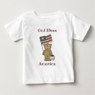 God Bless America - Patriotic Teddy Bear Baby T-Shirt