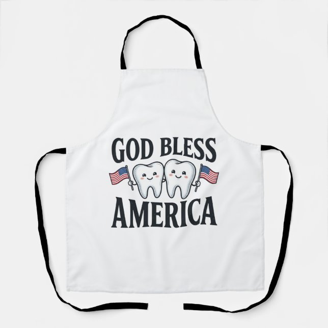 God Bless America Patriotic Tooth Vector Design_1 Apron (Front)