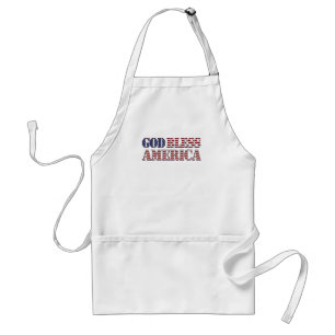 God Bless America Patriotic USA Red White and Blue Standard Apron