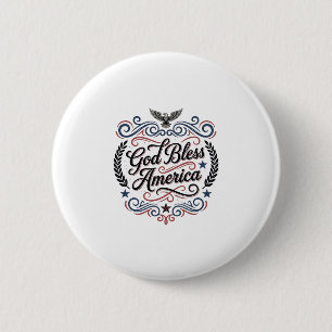 God Bless America Patriotic Vintage Eagle T-Shirt 6 Cm Round Badge