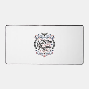 God Bless America Patriotic Vintage Eagle T-Shirt Desk Mat