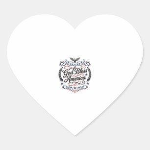 God Bless America Patriotic Vintage Eagle T-Shirt  Heart Sticker