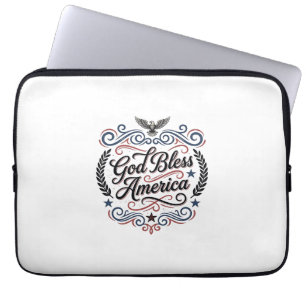 God Bless America Patriotic Vintage Eagle T-Shirt Laptop Sleeve