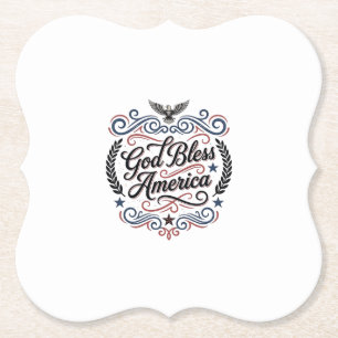 God Bless America Patriotic Vintage Eagle T-Shirt Paper Coaster