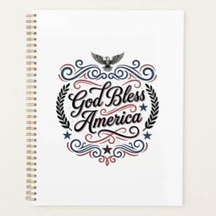 God Bless America Patriotic Vintage Eagle T-Shirt  Planner