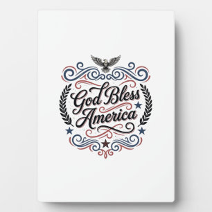 God Bless America Patriotic Vintage Eagle T-Shirt  Plaque
