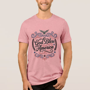 God Bless America Patriotic Vintage Eagle T-Shirt  Tri-Blend Shirt