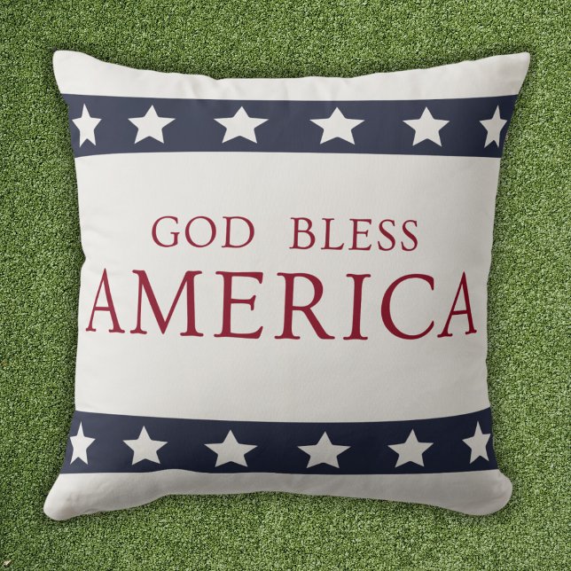 God Bless America Patriotic White and Blue Cushion (Creator Uploaded)