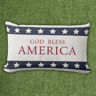 God Bless America Patriotic White and Blue Lumbar Cushion