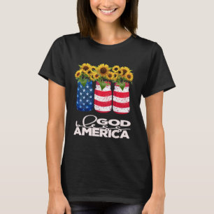 God Bless America Pretty Patriotic Sunflowers In F T-Shirt