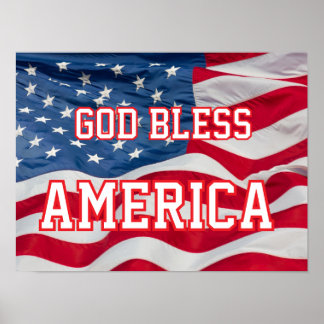 God Bless America Pster w/flag Poster