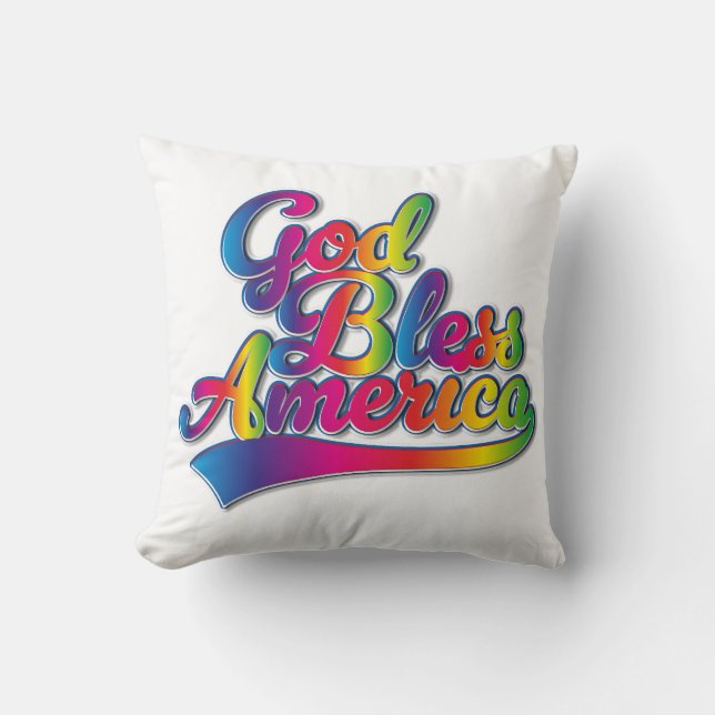 God Bless America Rainbow logo Cushion (Front)