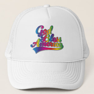 God Bless America Rainbow logo Trucker Hat