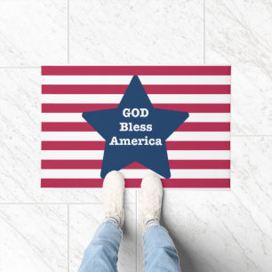 God Bless America Red White And Blue Doormat