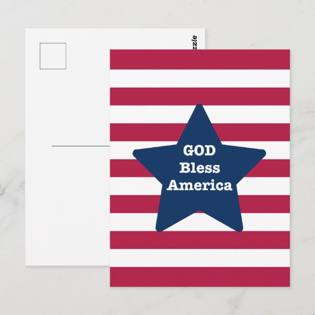 God Bless America Red White And Blue  Postcard (Front/Back)