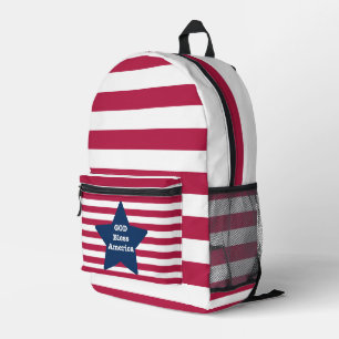 God Bless America Red White And Blue Printed Backpack