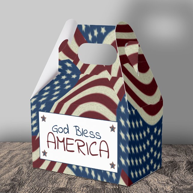 God Bless America Red White Blue Flags Favour Box (Creator Uploaded)