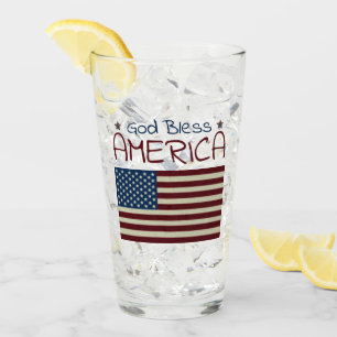 God Bless America Red White Blue Glass