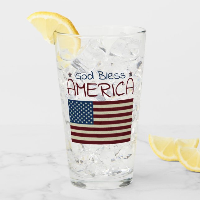 God Bless America Red White Blue Glass (Front Ice)