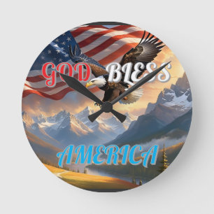 GOD BLESS AMERICA ROUND CLOCK