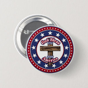 God Bless America Rugged Cross 1776-2026 6 Cm Round Badge