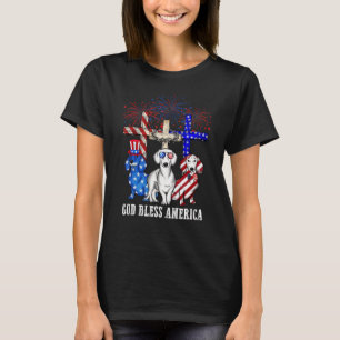 God Bless America Three Dachshund American Flag 4t T-Shirt