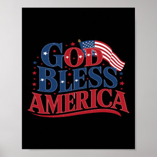 God Bless America Usa Flag 4th Of July Patriotic 1 Poster