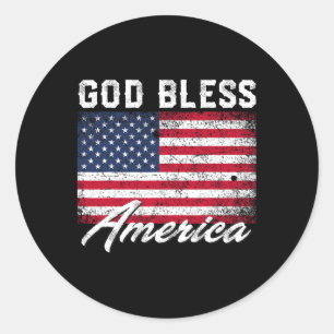 God Bless America Usa Flag 4th Of July Patriotic Classic Round Sticker