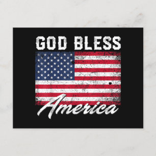 God Bless America USA Flag 4th of July Patriotic Enclosure Card