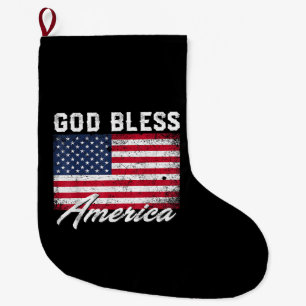 God Bless America USA Flag 4th of July Patriotic Large Christmas Stocking