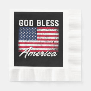 God Bless America USA Flag 4th of July Patriotic Napkin
