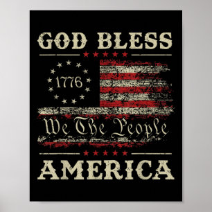 God Bless America Usa Flag 4th Of July Patriotic  Poster