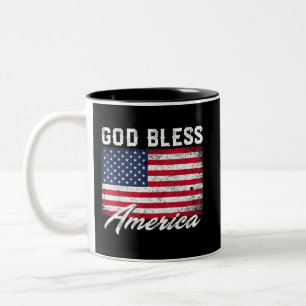 God Bless America USA Flag 4th of July Patriotic Two-Tone Coffee Mug
