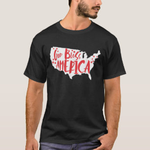 God Bless America USA Map Cute Patriotic 4th of Ju T-Shirt