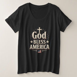God Bless America – Vintage Patriotic Christian Plus Size T-Shirt